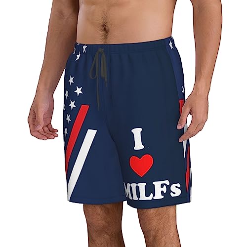 I Love Milfs Men's Swim Trunks Quick Dry Swimming Beach Board Shorts Lightweight Swimwear Bathing Suits with Pockets2