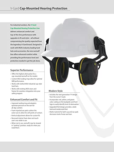 Image of MSA V-Gard Helmet Ear Defenders - Enhanced Comfort Hearing Protection with Helmet Mount for V-Gard Cap Style Hard Hats