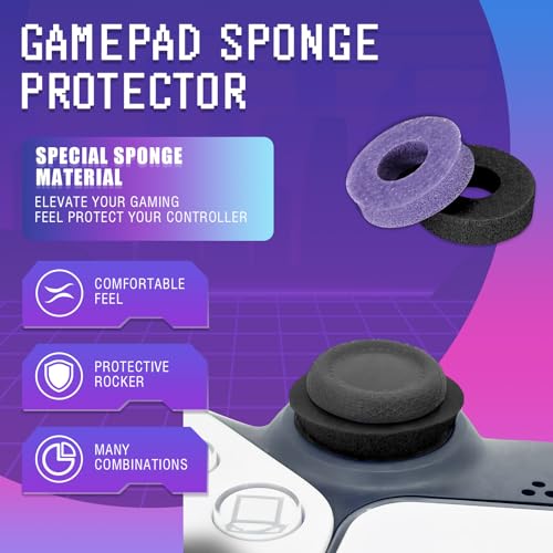 Image of 6 Pack Precision Rings Aim Assist for PS5, for PS4, Compatible with Xbox Controllers Accessories- Control with Soft Silicone Rings - Compatible with Fortnite & FPS Games,Black+Purple