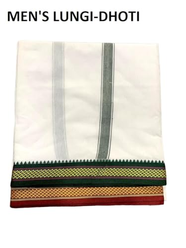 Image of Rameshwaram Fabrics 2.25 Mtr Cotton Lungi Dhoti for Men