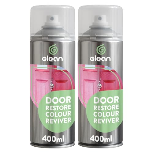 GLEAN Door Restore Colour Reviver Aerosol | Restores Faded Surfaces | uPVC Restorer, Composite Door Colour Restorer, Fibreglass (GRP), Window & Decking Restore | 2x400ml