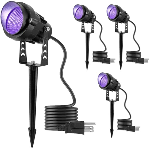 Halloween Black Lights Spot Lights,12W Outdoor Black SpotLights IP65 Waterproof, LED Garden SpotLighting for Parties Entertainment Houses(4 Pack
