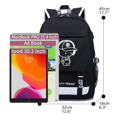 Image of Asge Large Teens School Backpacks Waterproof Nylon Football Printing for 8-15 Years Boys & Girls