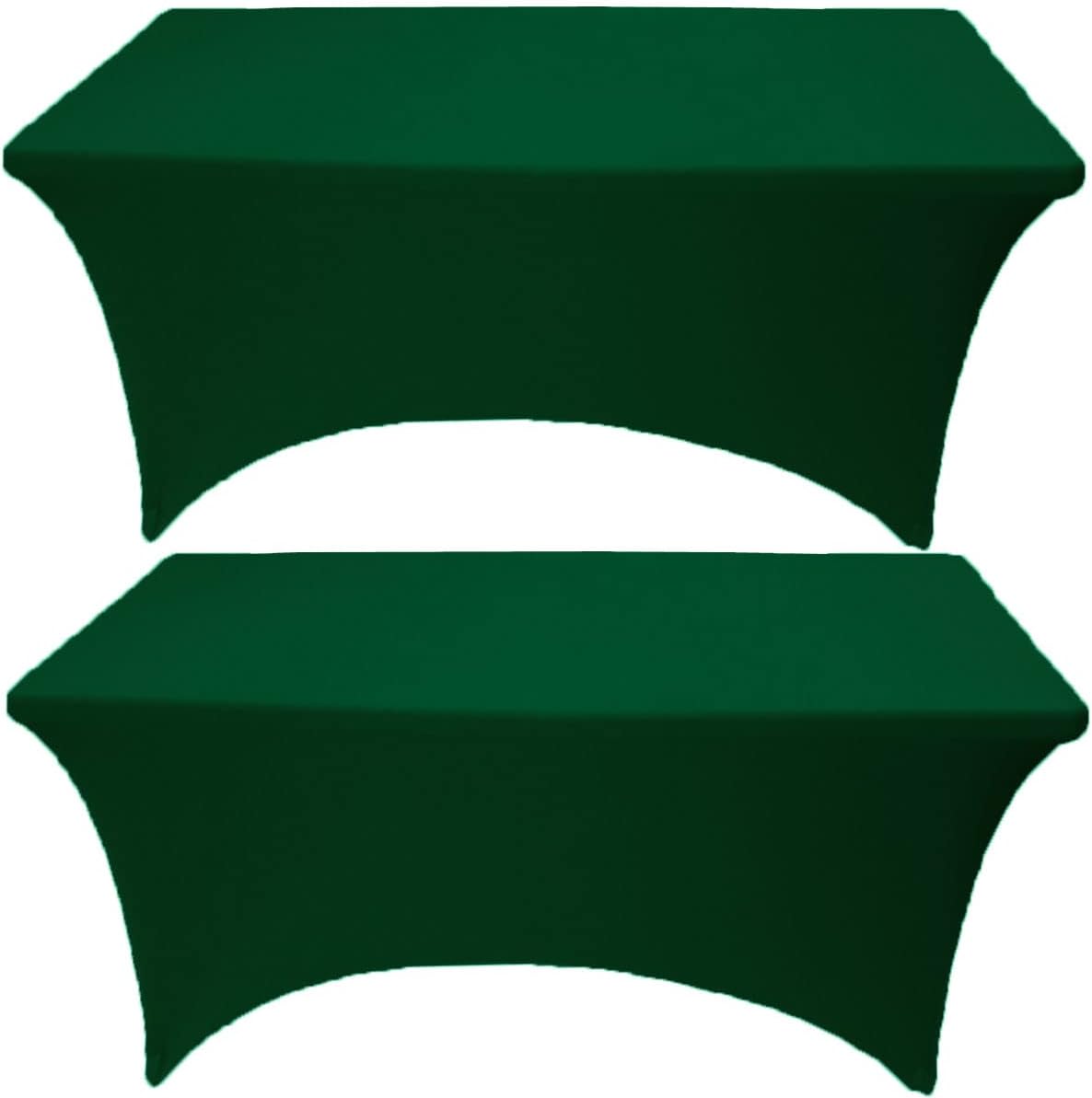Gowinex 2 Pack 6FT Hunter Green Spandex Tablecloth Stretch
