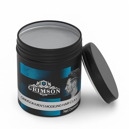 GRIMSON Matte Hair Clay for Men – Strong Hold, Natural Matte Finish, Non-Greasy Hair Wax, Easy to Wash Out, Textured Styling Clay for All Hair Types, 100g