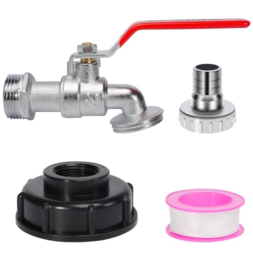 Grifo de Salida IBC Accesorios, Adaptador de Depósito IBCs, Grifo de Deposito IBCs 3/4' para Depósito IBC de 1000 l, Barril de Agua para Exterior Jardin Deposito Agua Lluvia Salida Adaptador