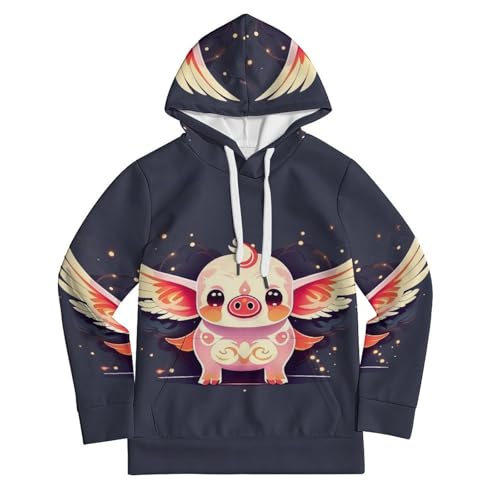 Sweat à capuche cochon garçons filles manches longues et cordon ajustable