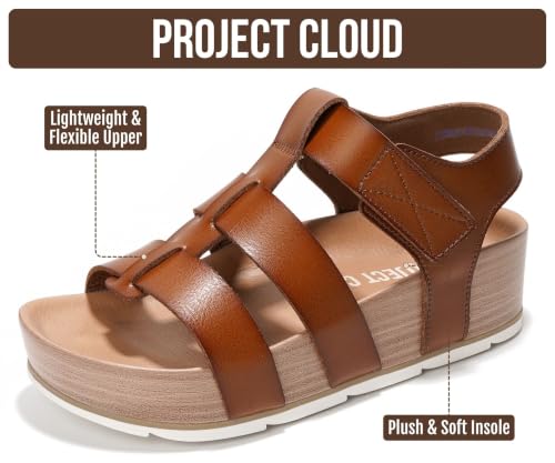 Image of Project Cloud Platform Sandals Women - Strappy Wedges with Comfortable Plush & Soft Insole - Lightweight & Non Slip Platform Sandals for Women 2026
