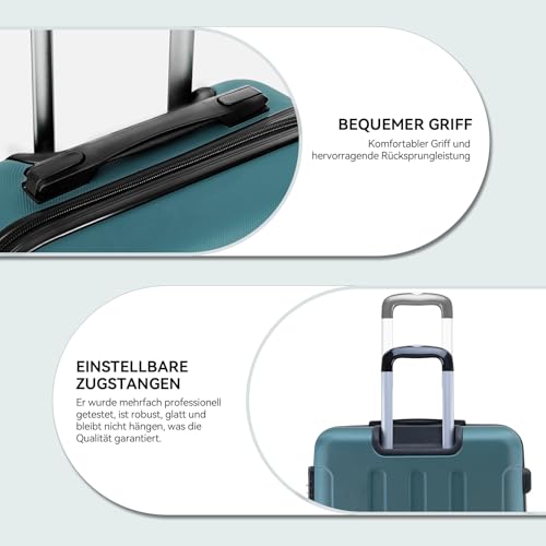 BEIBYE Hartschalenkoffer XL 76 cm – großer Reisekoffer, leicht, robust, ABS, 360° Doppelrollen, Zahlenschloss, Dunkelgrün 4