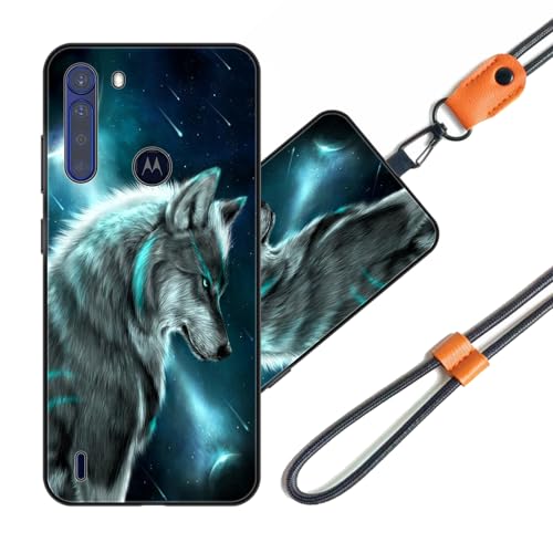 JEZSTHAI Patterned Case for Motorola One Fusion Cover with Adjustable Neck Cord Strap,Soft Shockproof Protective Cover Case with Universal Phone Lanyard/Wrist Strap,Style*A06