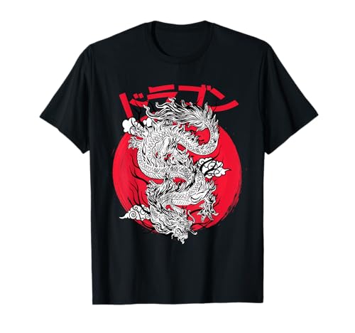 Symbole esthétique Japonais du Dragon Kanji Japon Red Sunset T-Shirt