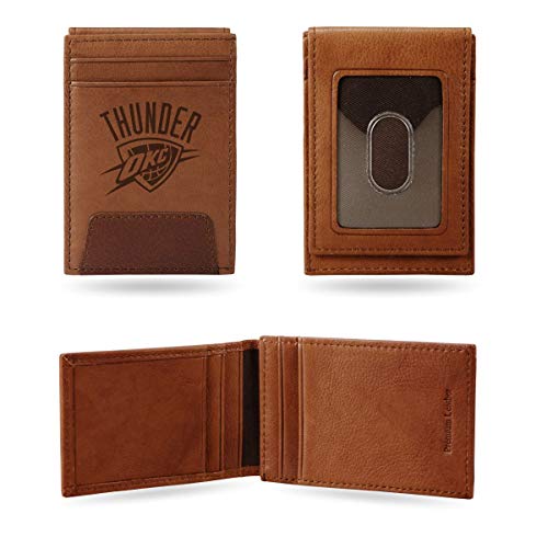Rico Oklahoma City Thunder Brown Leather Front Pocket Slim Money Clip Wallet