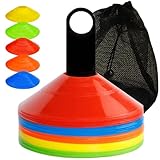 30枚5色 マーカーコーン 収納袋付き ラック付き サッカーコーン 割れにくい 柔軟 ドリブルマーカー サッカー マーカー 目印 パイロン サッカー フットサル用品