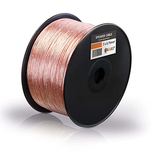 MANAX® 100 m de Cable Doble (2 x 0,75 mm², Transparente, 2 núcleos, 100 m, 0,75 mm², 1 Bobina, Transparente)