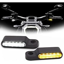 DREAMIZER Universal Motorcycle Handlebar LED Flowing Water Turn Signal Mini Blinkers Front Running light Compatible with Harley Honda Yamaha Kawasaki Cafe Racer Cruiser Street Bikes Black