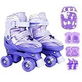 Patins Infantil Roller Ajustável 4 Rodas Rodinha Proteção (Roxo, S - 29 ao 32)