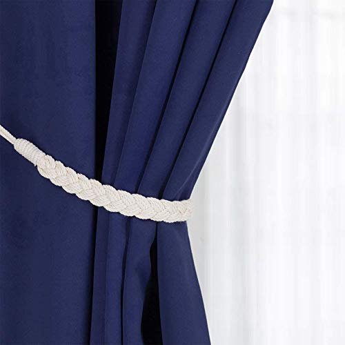 Dimbeit 4 Pieces Curtain Rope Tiebacks, Handmade Natural Cotton Curtain Tie-Backs Knitted Knot Braided Decorative Drapes Holdbacks For Window Curtain Accessories - Beige #TOP2