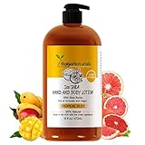 RaGaNaturals Mango Body Lotion - Refreshing Tropical Shea Butter Lotion with Argan and Avocado Oil - Plant Based, All Natural, No Artificial Flavor, Mango and Grapefruit Fragrance, Non-Greasy, Vegan, Cruelty-Free, Deeply Nourishing Moisturizer, Hydrate Dry Flaky Skin, Women, Men and Kids - 16 Fl Oz