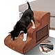Zvonema Hundetreppe, Hundetreppe 40 cm Hoch,wasserdichte Hunde Treppe für Sofa, rutschfeste Tragbar Katzentreppe 3 Stufen, Hunderampe Boxspringbett, Haustiertreppe mit Waschbar Abnehmbar Plüschbezug