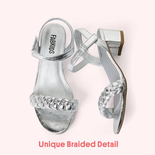 Image of FabKids Girls Braided Open Toe Ankle Strap Flat Lightly Padded Sandals Summer Holiday Party Dress Shoes for Toddler Little Kid Big Kid