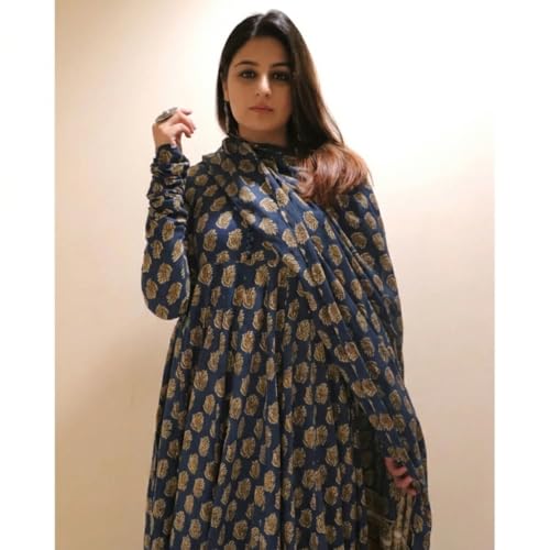 Image of Klosia Women Printed Anarkali Kurta and Pant Set with Dupatta | Printed Kurta Set | Viscose Kurta Set | Women Kurta Set | Summer Suit Set |