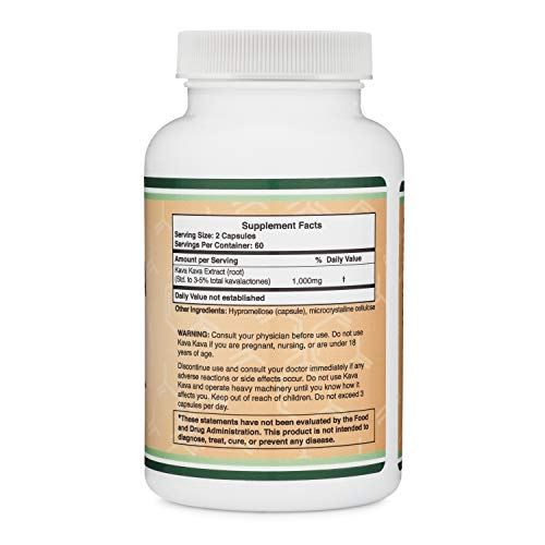 Double Wood Supplements Kava Kava Supplement 1,000Mg Per Serving, 120 Capsules (High Purity Potent 3-5% Kavalactones Root Extract) For Relaxation (Manufactured In The Usa, Vegan Safe) #TOP1