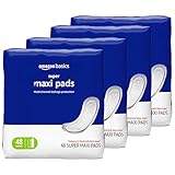Amazon Basics Maxi Pads for Periods- Thick, Super Absorbency, Unscented, 192 Count, (4 Packs of 48)