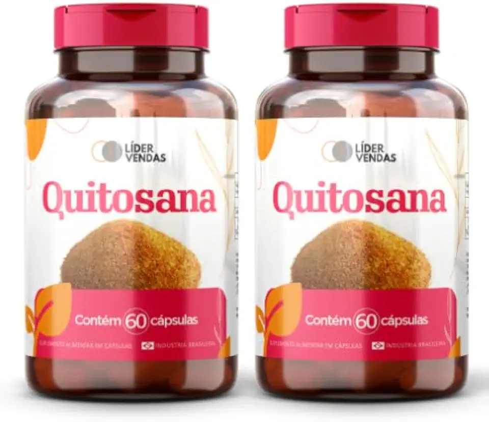 Quitosana 800mg - Fibra Natural em 60 Cápsulas - Auxilia no Metabolismo de Gorduras e no Funcionamento Intestinal - Fonte de Fibras de Alta Pureza - Suporte para o Bem-Estar e Digestão - 2 potes