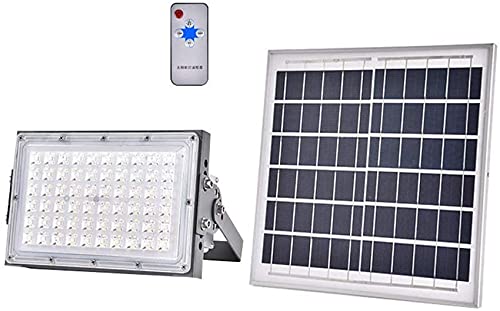 SBCGFY Foco LED Solar con Control Remoto, luz de Seguridad para Exteriores, Paneles solares, IP66, Resistente al Agua, lámparas de Seguridad para Patio, jardín, Camino y cancha de Baloncesto.