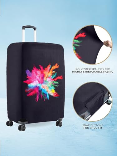 Image of Cortina Eco-Friendly Abstract Print Luggage Protective Cover|Large|Fits 26-30 Inch Luggage|Polyester-Spandex|72cm (28 inches)|Travel Suitcase Protectors|Anti Scratch|Pack of 1|Blue 8