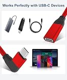 RUXELY Przedłużacz USB C 1 m, kąt typu C 3.1 Gen2 10 Gbps gniazdo na wtyczkę, wtyczka kątowa PD Power Thunderbolt 3 Extension Cable do MacBooka Mac, iPad 8 Air 5, iPhone 13 14, Steam Deck