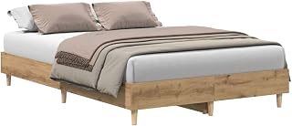 vidaXL Handmade Oak Bed Frame without Mattress 140 x 190 cm, Bedroom Furniture, Bed Base, Double Bed, Bed, Pallet Bed
