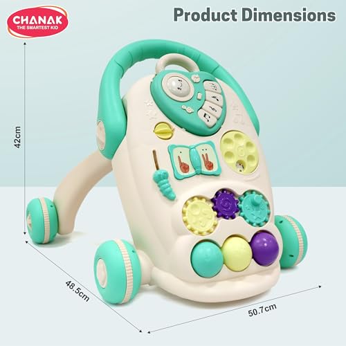 Image of Chanak Happy Feet Baby Walker for 9+ Months, Adjustable Speed, Anti-Slip Wheels, Music & Activity Center, BPA-Free, Stable Design with Water Tank, Interactive Push Walker for Baby Boys & Girls