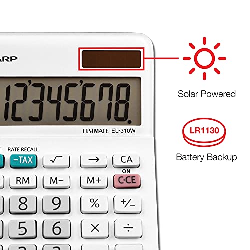 Sharp EL-310WB Calculator, White 3.125, 3.38 x 4.75 x 1.0 inches - Image 6