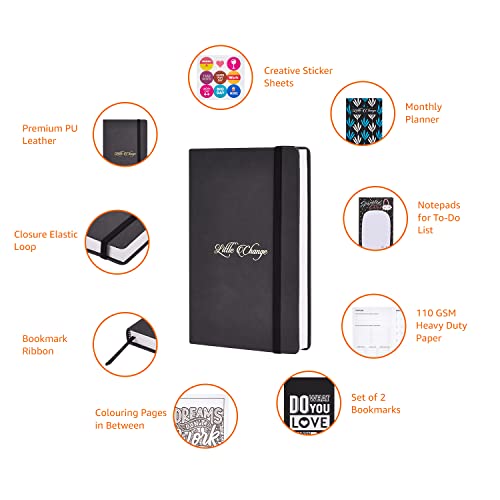Image of Amazon Basics Undated 2026 Planner with Daily, Weekly and Monthly Sections, To-Do Lists, Bookmarks and Stickers (A5, Black)