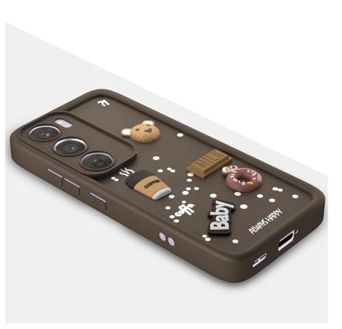 Image of Bintage Ball Bear| Donut| Milk Cake| Baby| Coffee Rubber Case Full Body & Camera Protection Back Cover Compatible for Oppo Reno 12 5G - Brown