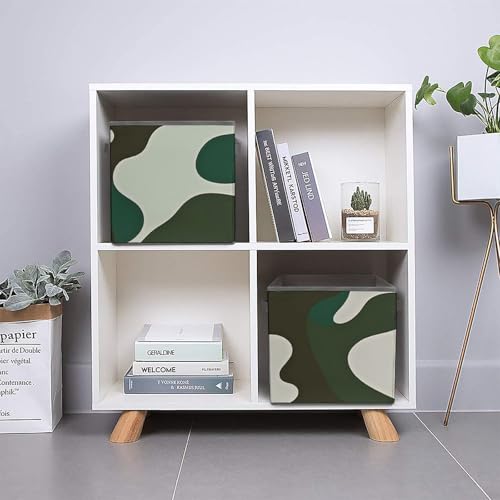 Cube de rangement pour vêtements en tissu vert avec double poignées - 6
