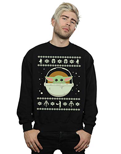 Absolute Cult Star Wars Men's The Mandalorian The Child Christmas Sweatshirt Black Medium