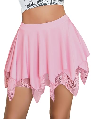 Mini jupe Y2k pour soirées et festivals | Jupe plissée rose à taille haute sexy