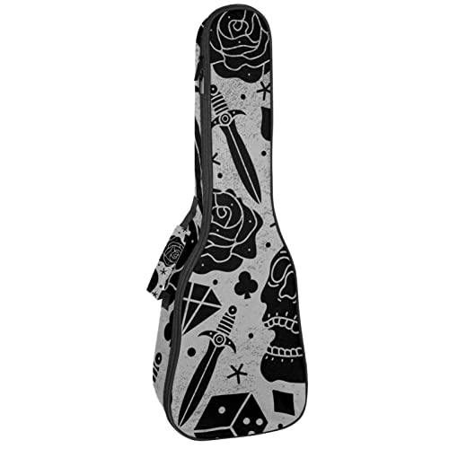 Housse pour ukulélé soprano ténor avec motif tête de mort et rose – 58,4 cm – Épaisseur : 10 mm – Sangles rembourrées… - Les Beatles, Paul McCartney, John Lennon, RIngo Starr, George Harrison Housse pour ukulélé soprano ténor avec motif tête de mort et rose - 58,4 cm - Épaisseur : 10 mm - Sangles rembourrées…