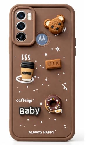 Image of Bintage Ball Bear| Donut| Milk Cake| Baby| Coffee Rubber Case Camera Protection Back Cover Compatible for Motorola G40 Fusion - Brown