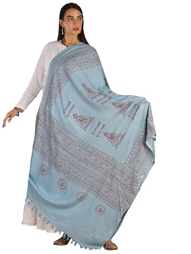 Women's Prayer Polycotton Shawl of Gautam Buddha | Religious Buddha Print Soft Weave Stole, Chunni For Girl