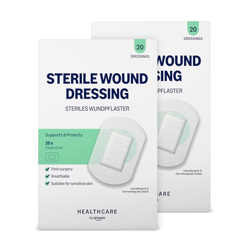 Healthcare By Amazon Medicazione sterile per ferite, 20 cerotti (Confezione da 2) (Precedentemente un marchio Amazon Basic Care, stesso prodotto)