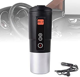 LEJIEYIN Travel Mug Coffee Cup Car Portable Temperature Control Electric 12V Stainless Steel Tumbler Keep Hot Milk Tea Drinking with LCD Display (Black)