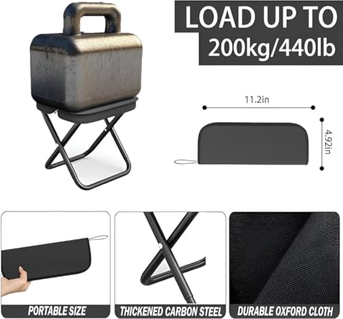 Image of DMDMART Folding Portable Stool with Zipper Storage Seat | Compact Foldable Sitting Stool for Outdoor Use | Black