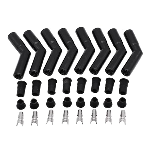 8 sets packs SHLPDFM Spark Plug Boots 8mm Black 45-Deg 135* Angled Ignition High Temp Ceramic Spark Plug Wire Boot Terminal