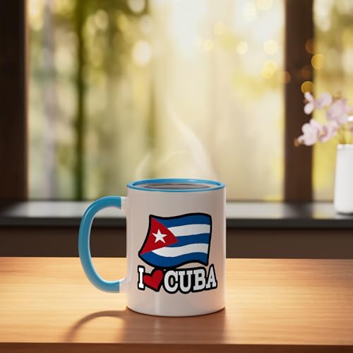 Taza de cerámica diseño bandera Cuba azul y blanca miniatura 3