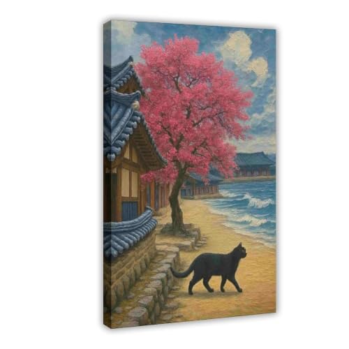 Toile chat fleurs de cerisier Hanok creez un salon zen et cosy