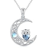 Twoowl Moon Necklaces for Women 925 Sterling Silve Owl Pendant Necklace Celtic Moon Necklace Irish Celtic Jewelry Mother's Day Gifts for Women Girlfriends Mom Grandmother