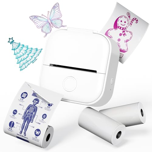Image of Phomemo T02 Sticker Printer Thermal Print Pods Mini Printer with AI Smart APP, Sticker Maker Machine, Gifts for Holiday, DIY Junk Journal, Memos, Study Notes, Compatible with iOS & Android, White